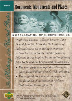 2004 Upper Deck History of the United States - Documents, Monuments and Places  #DMP1 Declaration of Independence Back