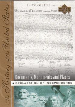 2004 Upper Deck History of the United States - Documents, Monuments and Places  #DMP1 Declaration of Independence Front