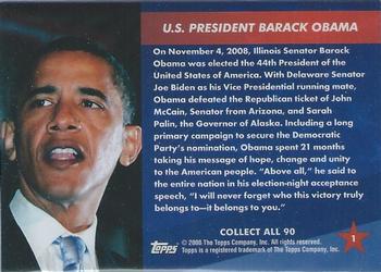 2009 Topps President Obama #1 U.S. President Barack Obama Back