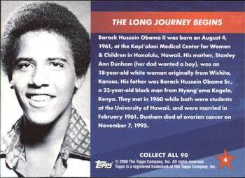 2009 Topps President Obama #4 The Long Journey Begins Back