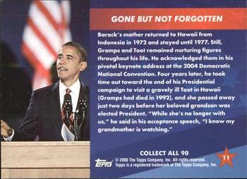 2009 Topps President Obama #11 Gone But Not Forgotten Back