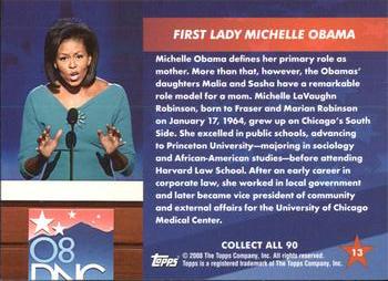 2009 Topps President Obama #13 First Lady Michelle Obama Back