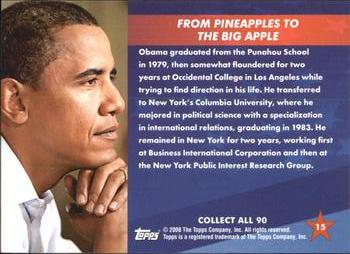 2009 Topps President Obama #15 From Pineapples to the Big Apple Back