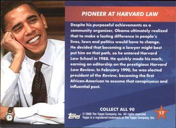 2009 Topps President Obama #17 Pioneer at Harvard Law Back