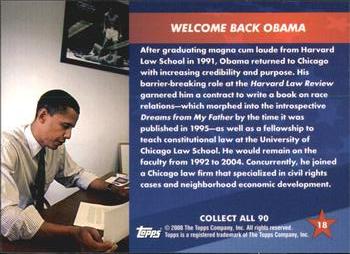 2009 Topps President Obama #18 Welcome Back Obama Back