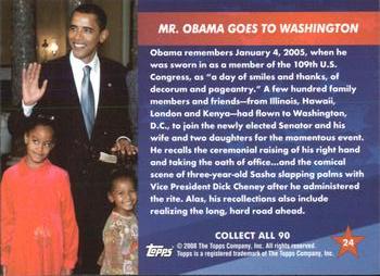 2009 Topps President Obama #24 Mr. Obama Goes to Washington Back