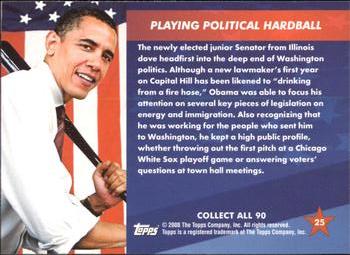 2009 Topps President Obama #25 Playing Political Hardball Back