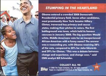 2009 Topps President Obama #29 Stumping in the Heartland Back