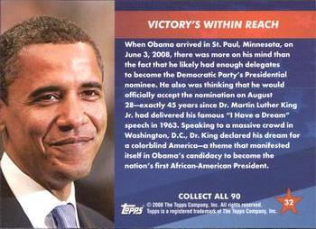 2009 Topps President Obama #32 Victory's within Reach Back