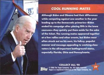 2009 Topps President Obama #39 Cool Running Mates Back