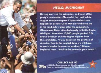 2009 Topps President Obama #40 Hello, Michigan! Back