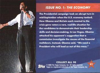 2009 Topps President Obama #41 Issue No. 1: The Economy Back