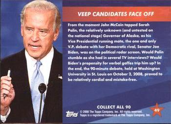 2009 Topps President Obama #49 Veep Candidates Face Off Back