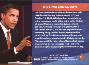 2009 Topps President Obama #51 The Final Showdown Back