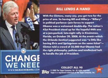 2009 Topps President Obama #54 Bill Lends a Hand Back