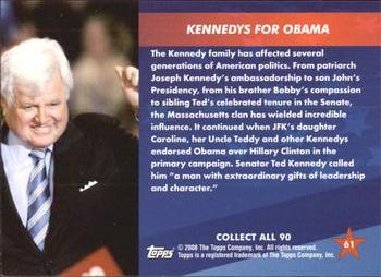 2009 Topps President Obama #61 Kennedys for Obama Back