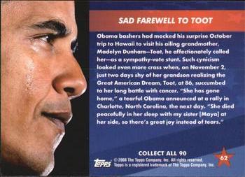 2009 Topps President Obama #62 Sad Farewell to Toot Back