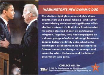 2009 Topps President Obama #70 Washington's New Dynamic Duo Back