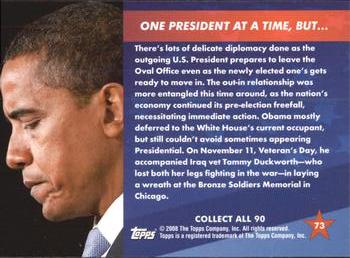 2009 Topps President Obama #73 One President at a Time, But... Back