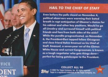 2009 Topps President Obama #74 Hail to the Chief of Staff Back