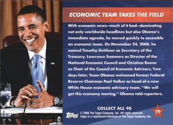 2009 Topps President Obama #79 Economic Team Takes the Field Back