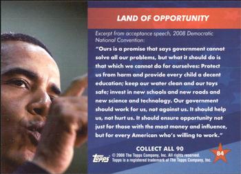 2009 Topps President Obama #84 Land of Opportunity Back