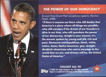 2009 Topps President Obama #88 The Power of Our Democracy Back