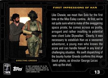 2007 Topps Star Wars 30th Anniversary #13 First Impressions of Han Back