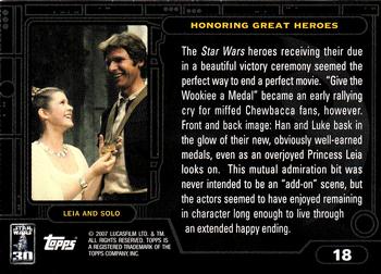 2007 Topps Star Wars 30th Anniversary #18 Honoring Great Heroes Back