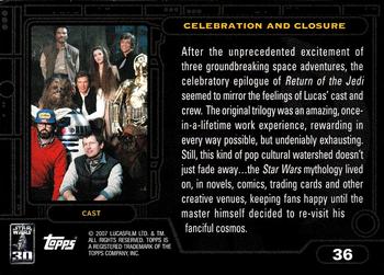 2007 Topps Star Wars 30th Anniversary #36 Celebration and Closure Back