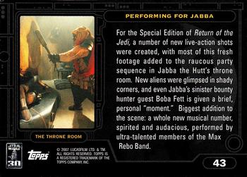 2007 Topps Star Wars 30th Anniversary #43 Performing for Jabba Back