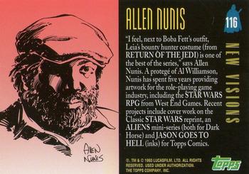 1993 Topps Star Wars Galaxy #116 Allen Nunis Back