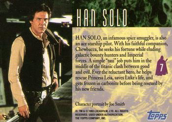 1993 Topps Star Wars Galaxy #7 Han Solo Back