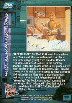 1995 Topps Star Wars Galaxy Series 3 #294 C-3PO Robot Book Back