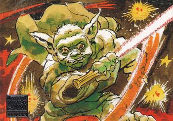 2009 Topps Star Wars Galaxy Series 4 #34 Yoda in Action Front