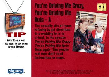 1994 SkyBox Home Improvement #21 You're Driving Me Crazy, You're Driving Me Nuts - A Back