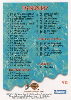 1995 SkyBox Free Willy 2: The Adventure Home #90 Checklist Back