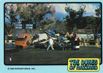 1980 Donruss Dukes of Hazzard #1 Car Crash at Carnival Race Front