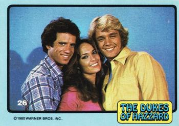 1980 Donruss Dukes of Hazzard #26 Luke, Daisy & Bo Front