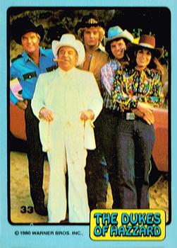 1980 Donruss Dukes of Hazzard #33 Rosco, Boss Hogg, Bo, Luke & Daisy Front