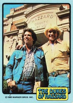1980 Donruss Dukes of Hazzard #43 Luke and Bo by Court House Front