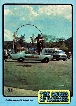 1980 Donruss Dukes of Hazzard #51 Motorcyclist Jumping Through Loop Front