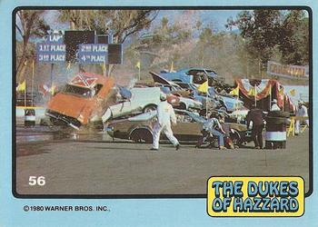 1980 Donruss Dukes of Hazzard #56 General Lee Jumping Cars Crash Front