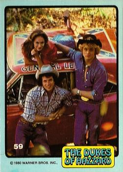 1980 Donruss Dukes of Hazzard #59 Luke, Daisy, Bo & The General Lee Front