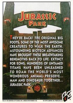 1993 Topps Jurassic Park Gold #2 Welcome to Jurassic Park Back