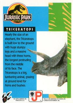 1993 Topps Jurassic Park Gold #7 Triceratops Back