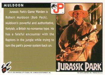 1993 Topps Jurassic Park Gold #17 Muldoon Back