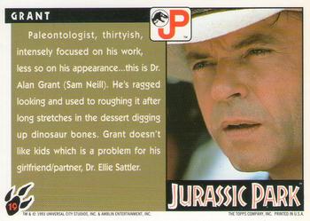 1993 Topps Jurassic Park Gold #19 Grant Back