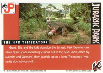 1993 Topps Jurassic Park Gold #28 The Sick Triceratops Back