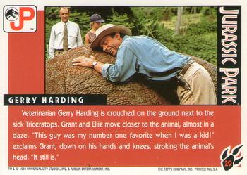 1993 Topps Jurassic Park Gold #29 Gerry Harding Back